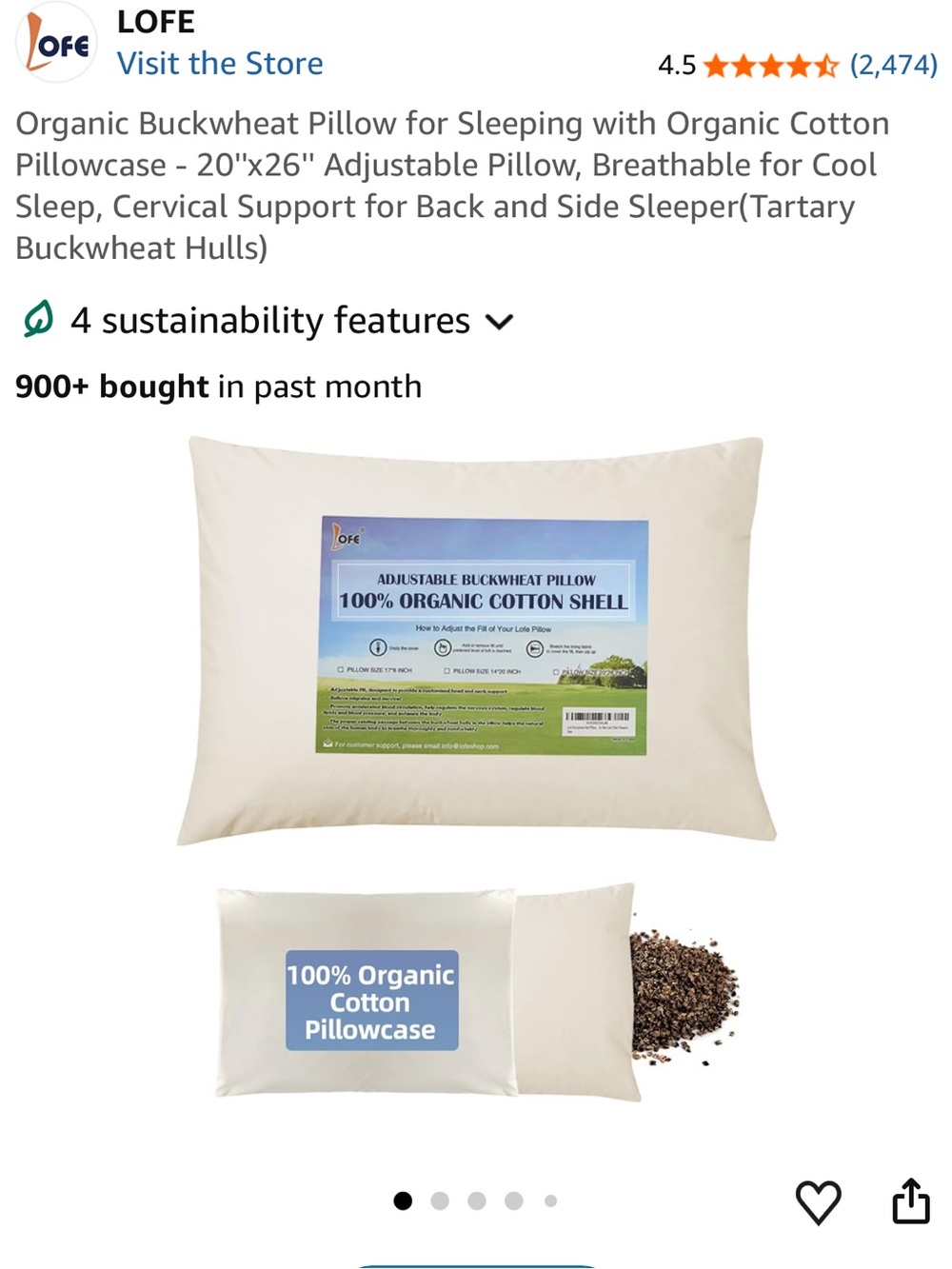 Organic Cotton Buckwheat Pillowcase & pillow